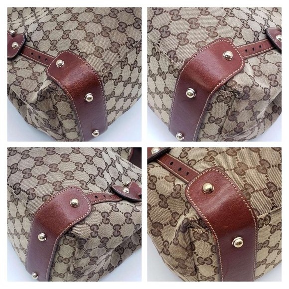 100% Authentic Gucci Leather and Canvas Brown Shoulder Bag #0650 - Picture 9 of 15